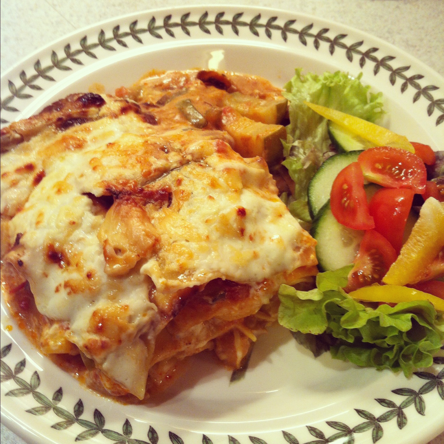 Vegetable Lasagne as served; too good for a small portion!