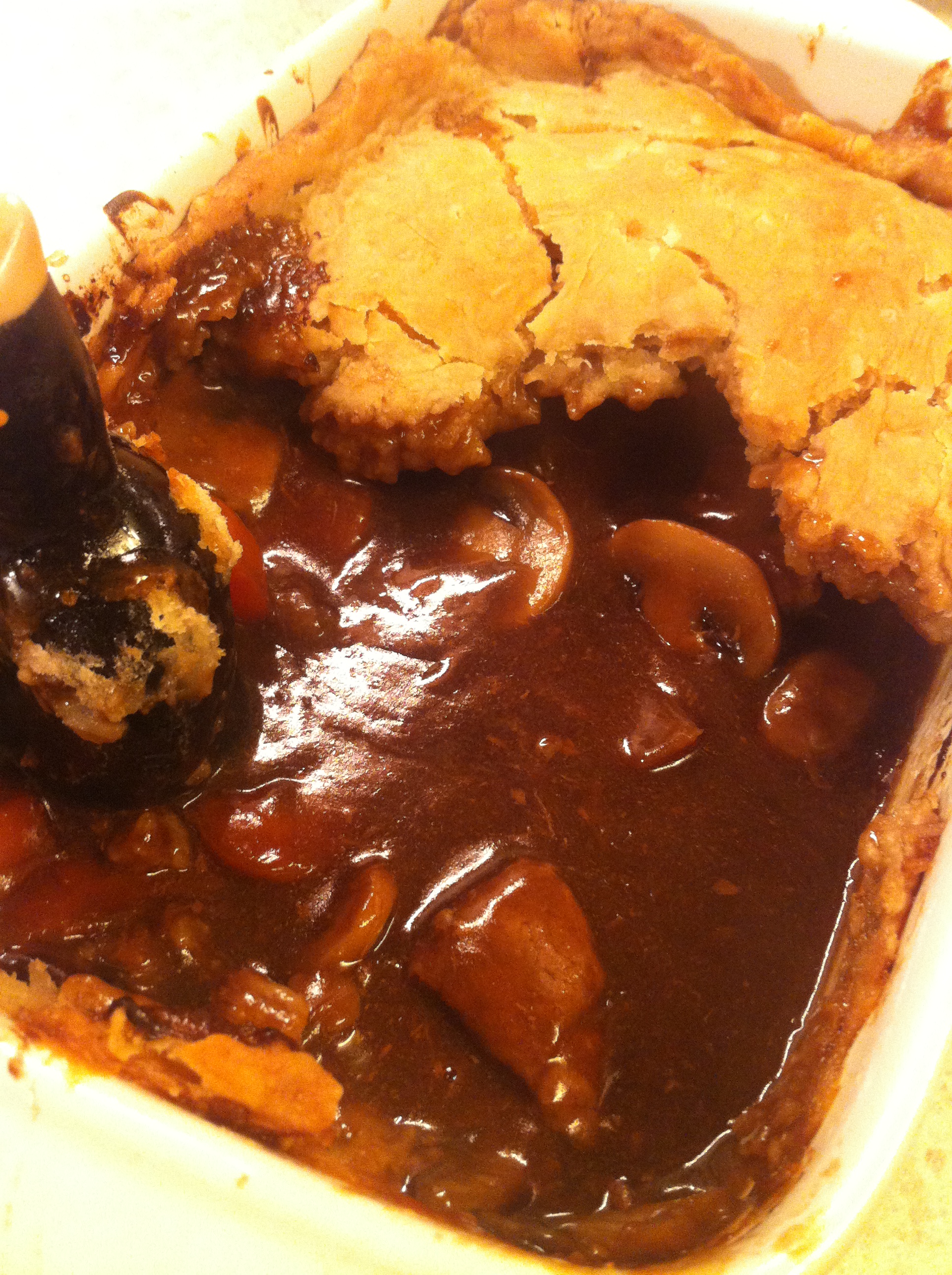 Steak and mushroom inside