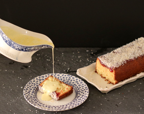 jam and coconut sponge